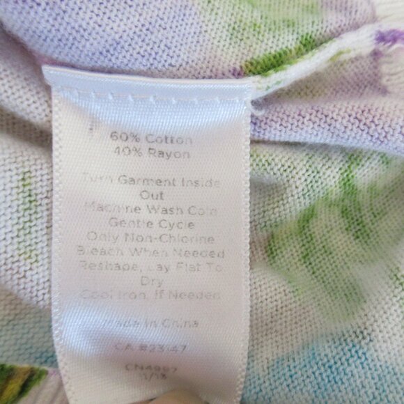 Talbots Sweater Cardigan Floral Sz. M Long Sleeve Button Front, Multicolor *Flaw - Picture 8 of 10
